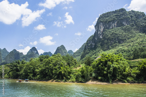 The Lijiang river and karst mountains scenery in autumn