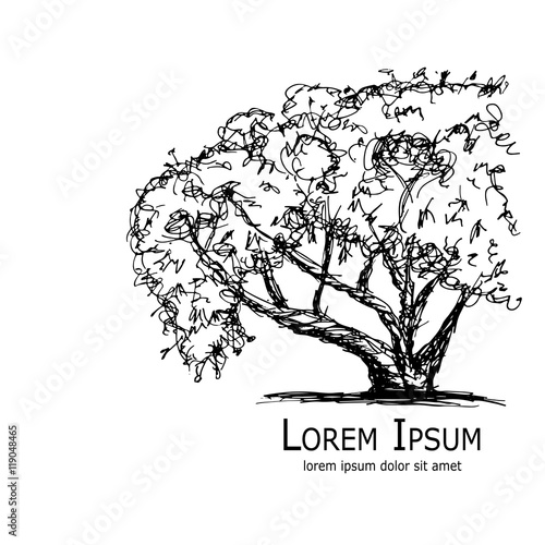 Art tree, hand drawn sketch for your design