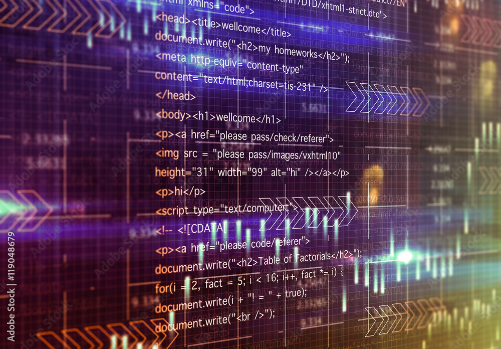Program code on a monitor Program code on a monitor