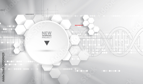 dna and medical and technology background. futuristic molecule structure presentation