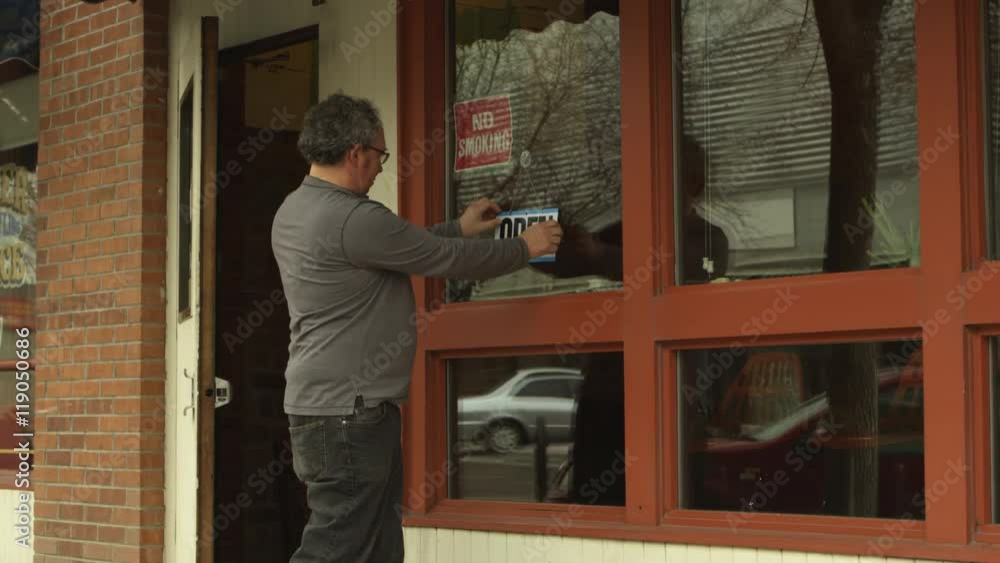 Small business owner opens restaurant - 4K Small business owner opens restaurant - 4K