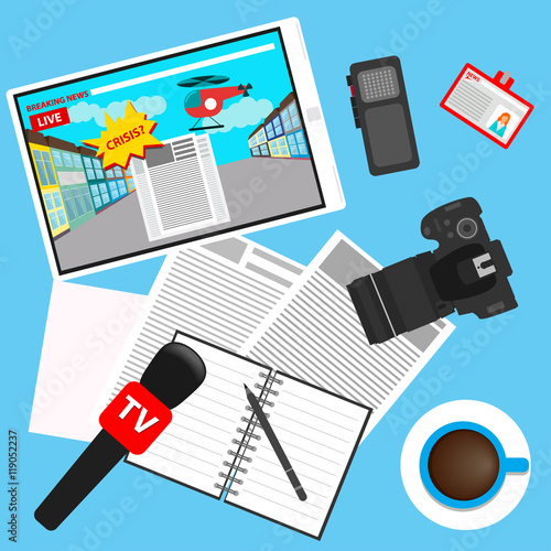 Breaking news theme. Flat style
