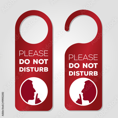 Do not disturb. Door hanger. Keep quiet and shhh sign. Illustrated Vector.