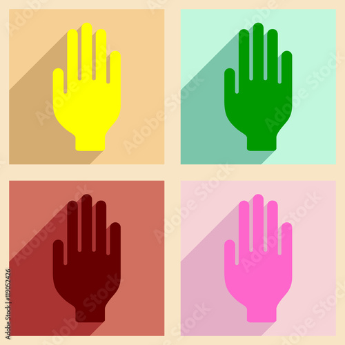 Flat with shadow concept and mobile application thenar