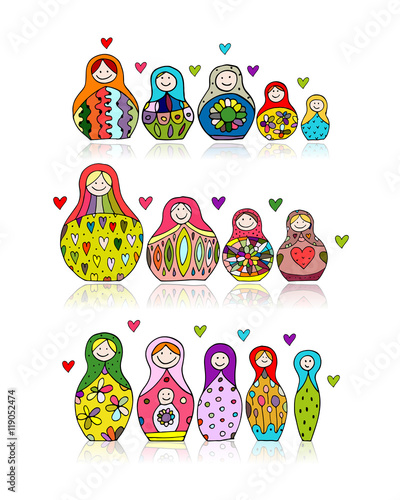 Collection of russian nesting dolls, Matryoshka for your design