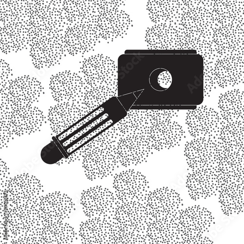 Back to School and Education vector flat icon in black and white style pencil and sharpener