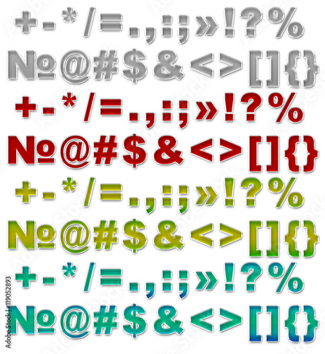 Color set of different sign and symbols JPG