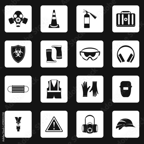 Individual protection icons set in simple style. Personal protective equipment set collection vector illustration