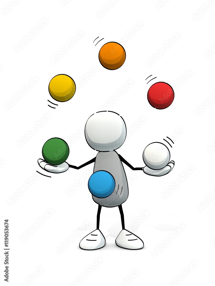 little sketchy man juggling with colorful balls little sketchy man juggling with colorful balls