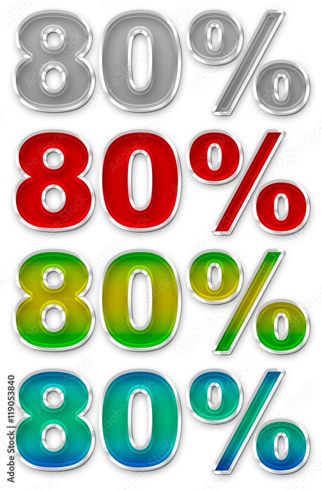 Percent 80 colorful icons symbols set JPEG Percent 80 colorful icons symbols set JPEG