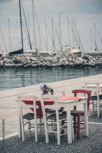 Summer outdoor terrace cafe on beach © poplasen