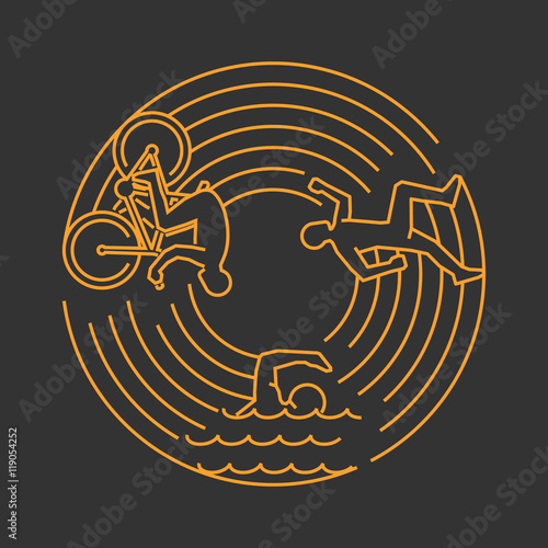 Vector gold line design concept for triathlon