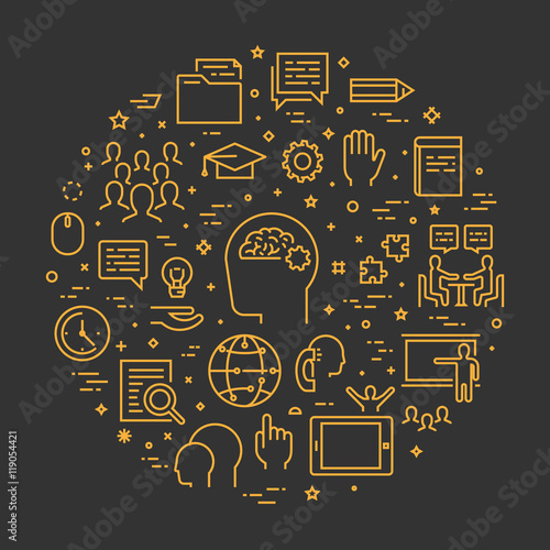 Vector line concept foreign language school