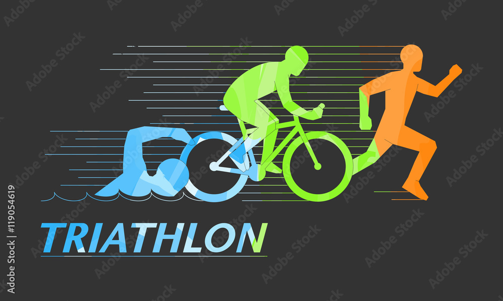 Fototapeta premium Cool vector symbol for triathlon