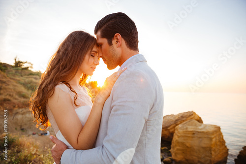 Close up portrait of a beautiful married couple