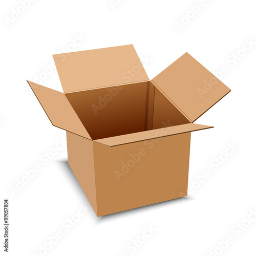 Brown carton delivery packaging box isolated on transparent background vector illustration.