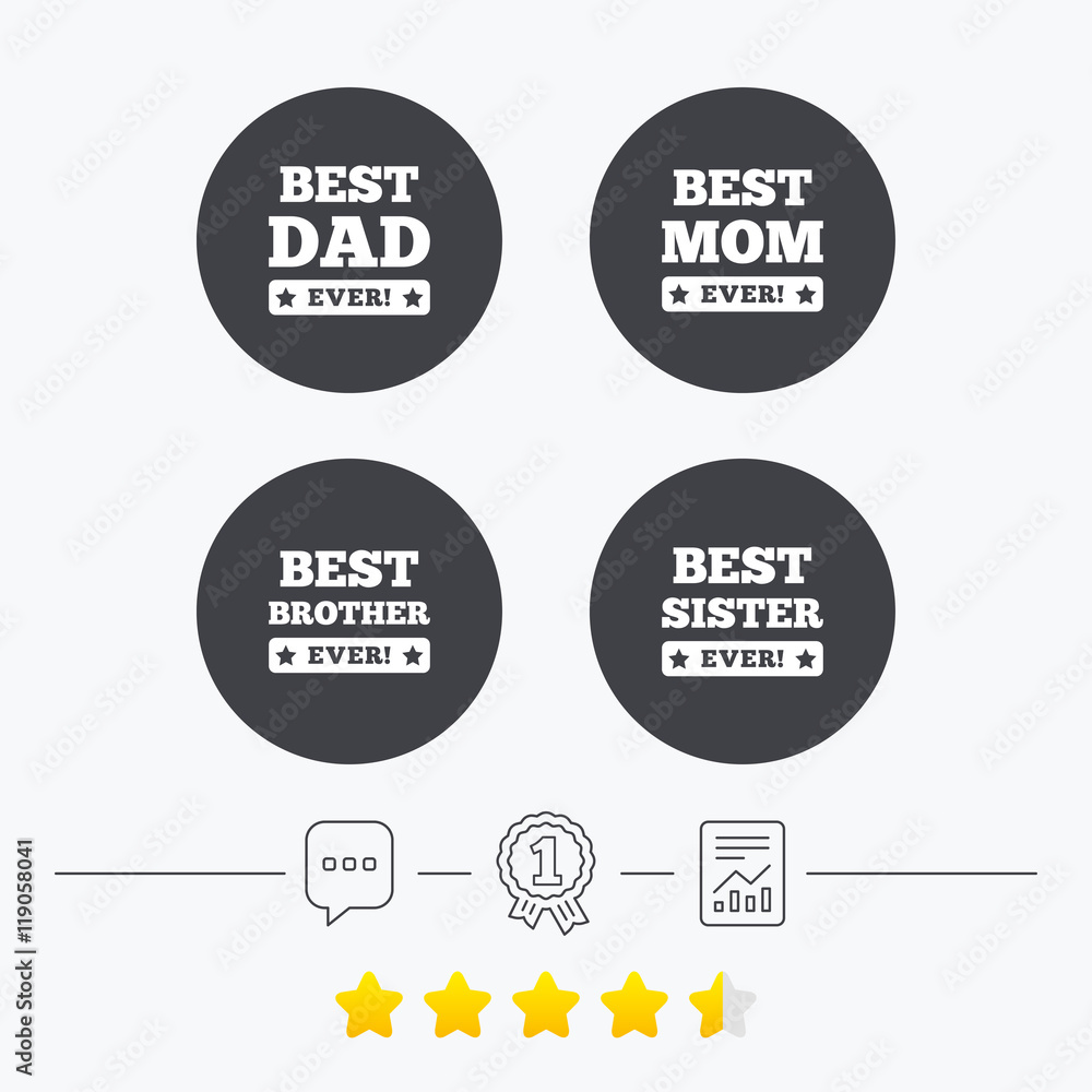 Fototapeta premium Best mom and dad, brother, sister icons.