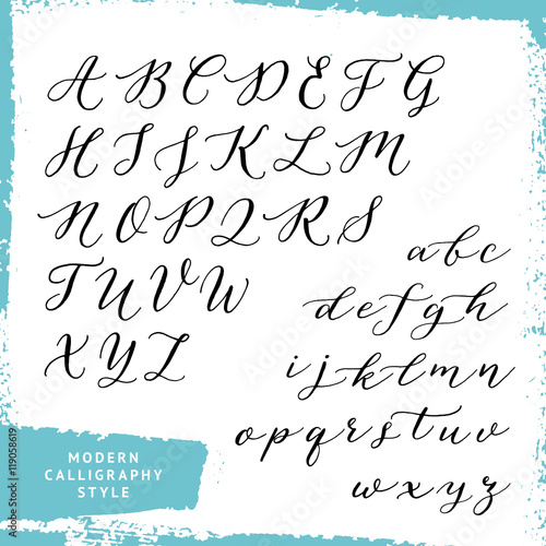 Modern calligraphy style alphabet