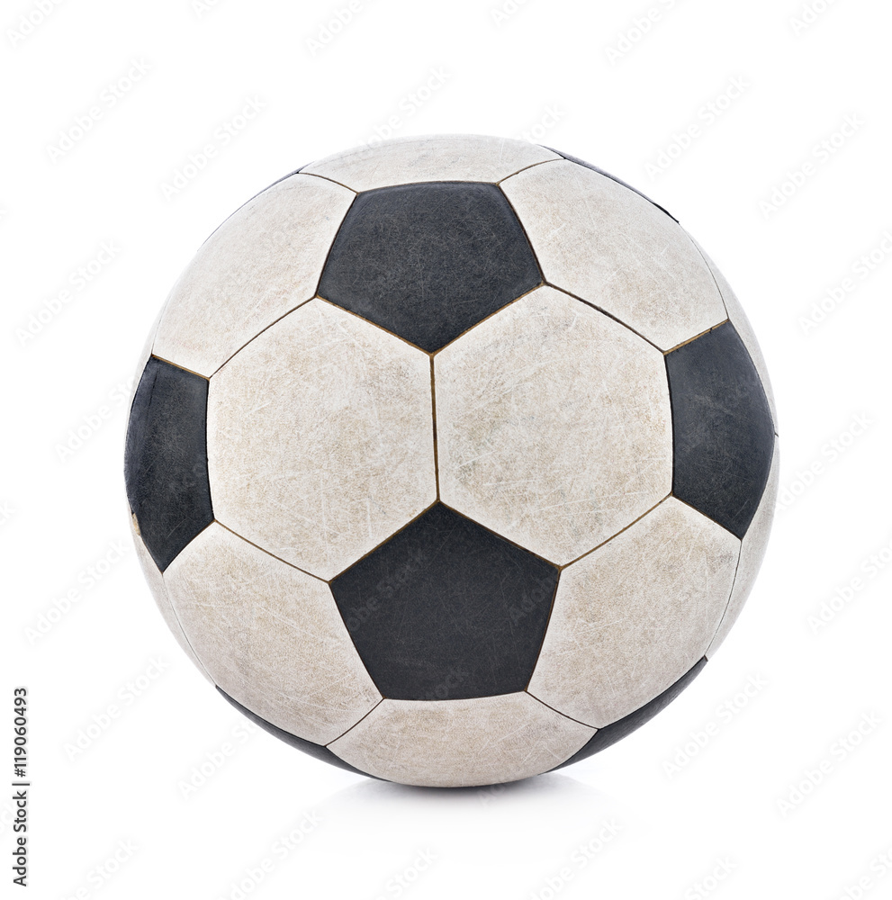 Obraz premium Old soccerball on white background