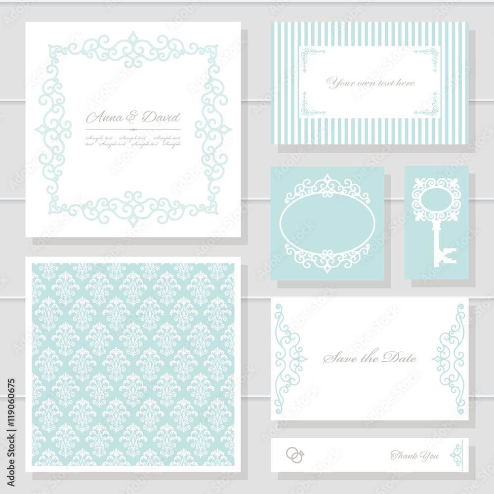 Invitation cards and templates set. Invitation cards and templates set.