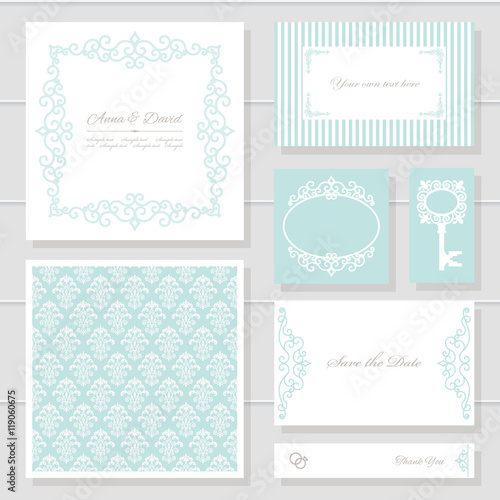 Invitation cards and templates set.