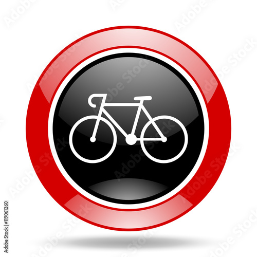 bicycle red and black web glossy round icon