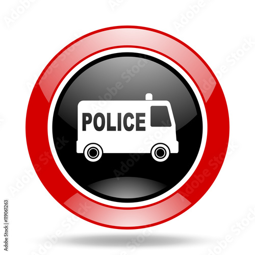 police red and black web glossy round icon