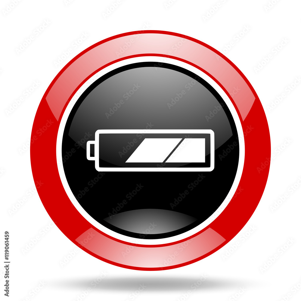 battery red and black web glossy round icon battery red and black web glossy round icon