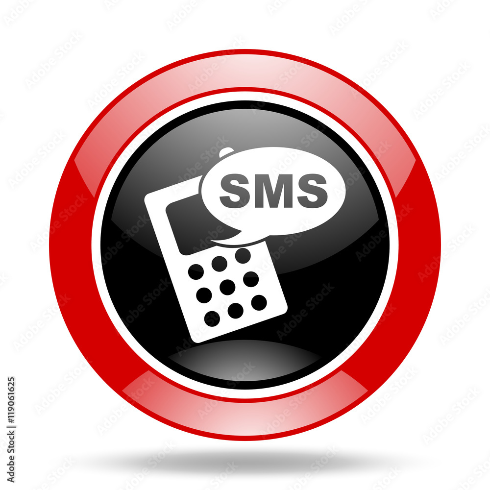 sms red and black web glossy round icon sms red and black web glossy round icon