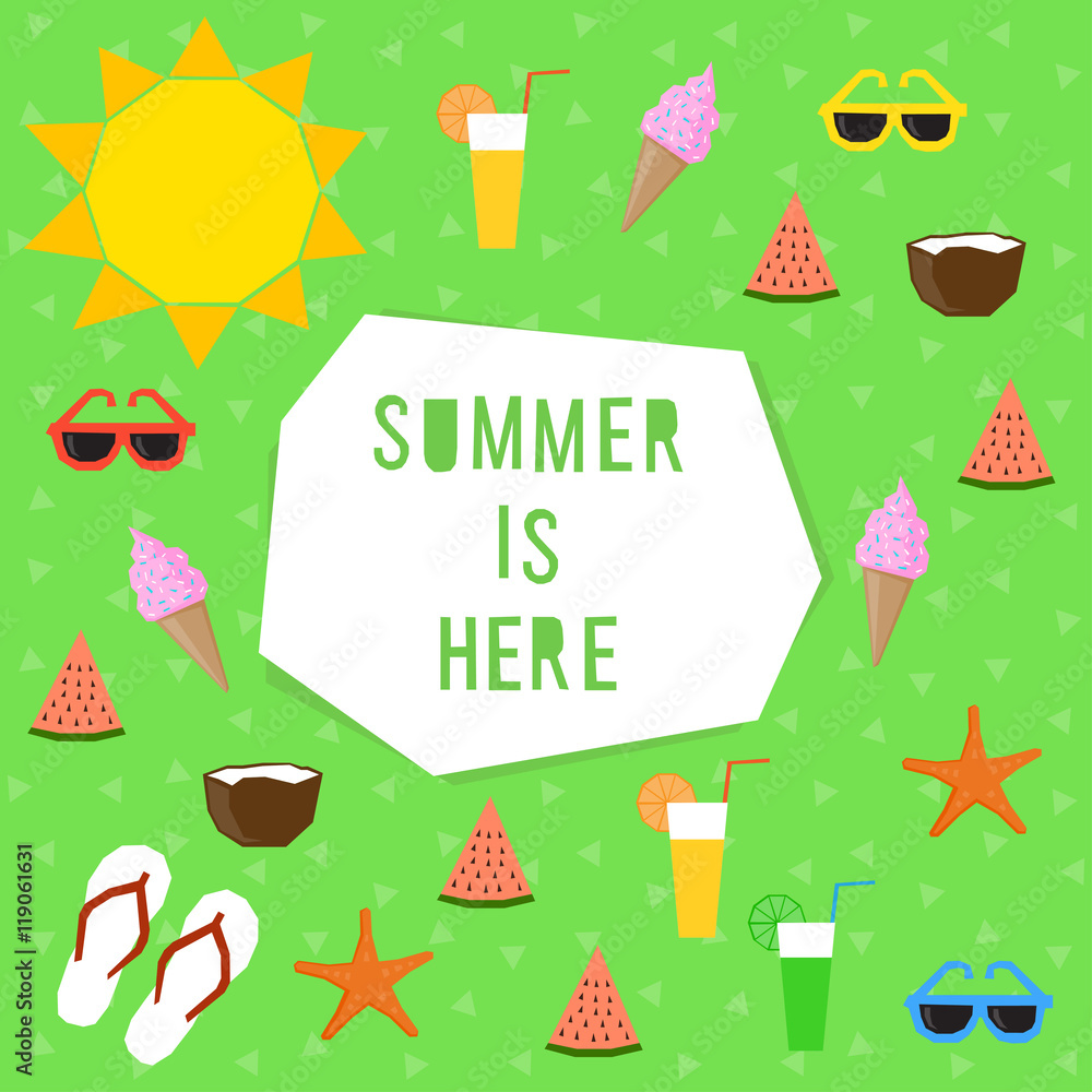 Summer time card template. Summer time card template.