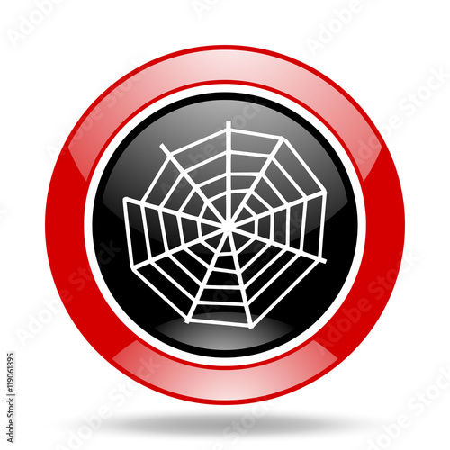 spider web red and black web glossy round icon