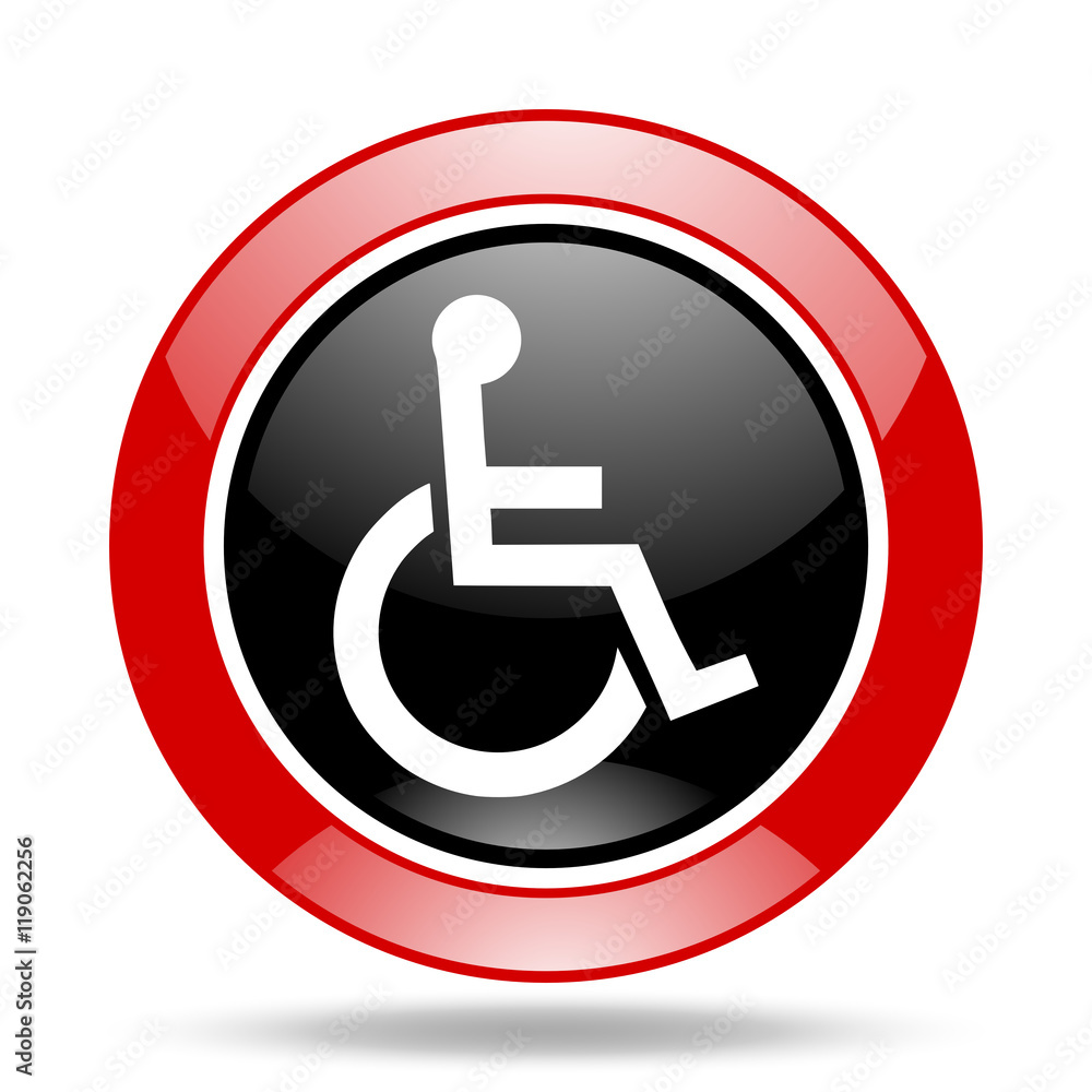 wheelchair red and black web glossy round icon wheelchair red and black web glossy round icon
