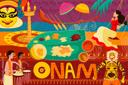 Happy Onam festival celebration background © stockshoppe