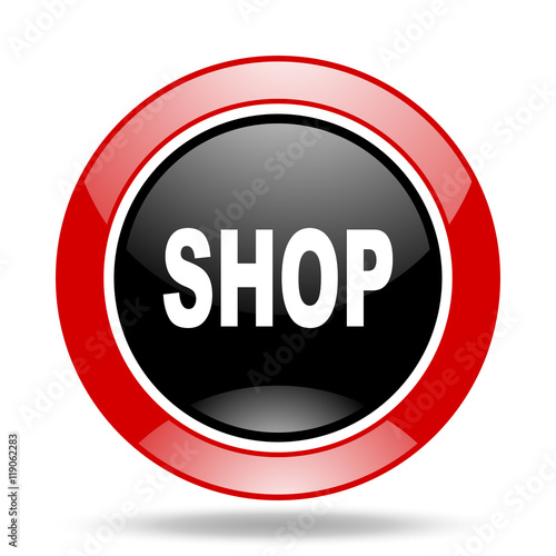 shop red and black web glossy round icon