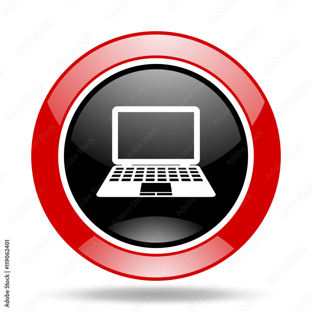 computer red and black web glossy round icon computer red and black web glossy round icon