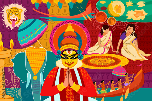 Happy Onam festival celebration background