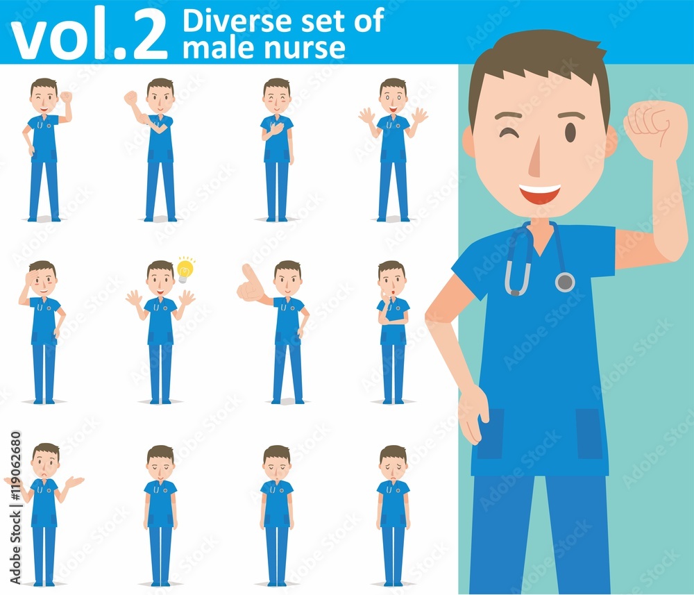 Diverse set of male nurse on white background , EPS10 vector format vol.2 Diverse set of male nurse on white background , EPS10 vector format vol.2