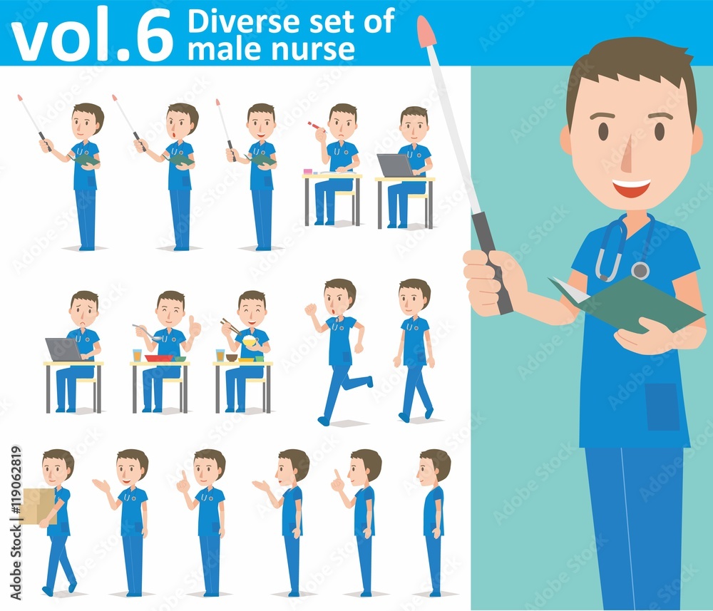 Diverse set of male nurse on white background , EPS10 vector format vol.6