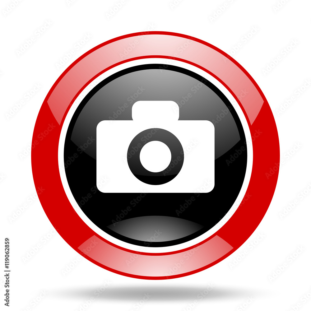 camera red and black web glossy round icon camera red and black web glossy round icon