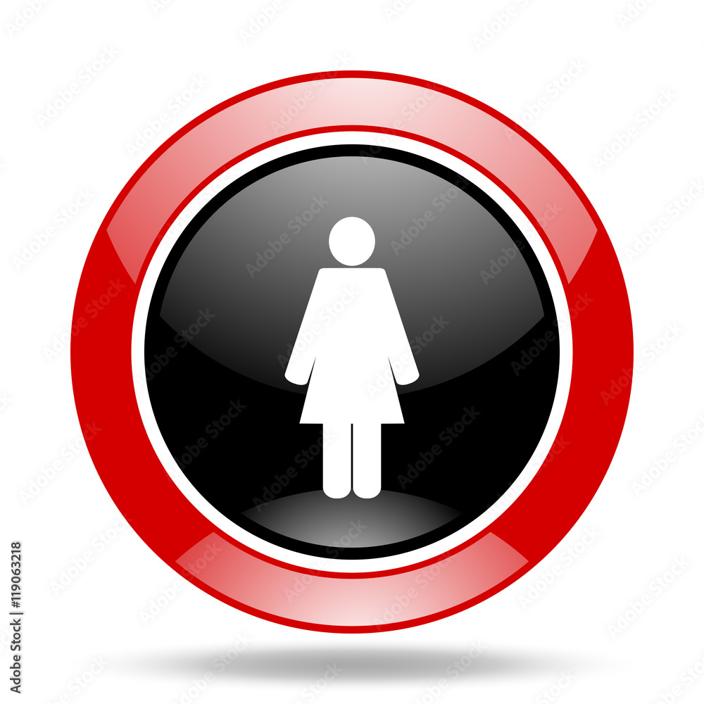female red and black web glossy round icon female red and black web glossy round icon