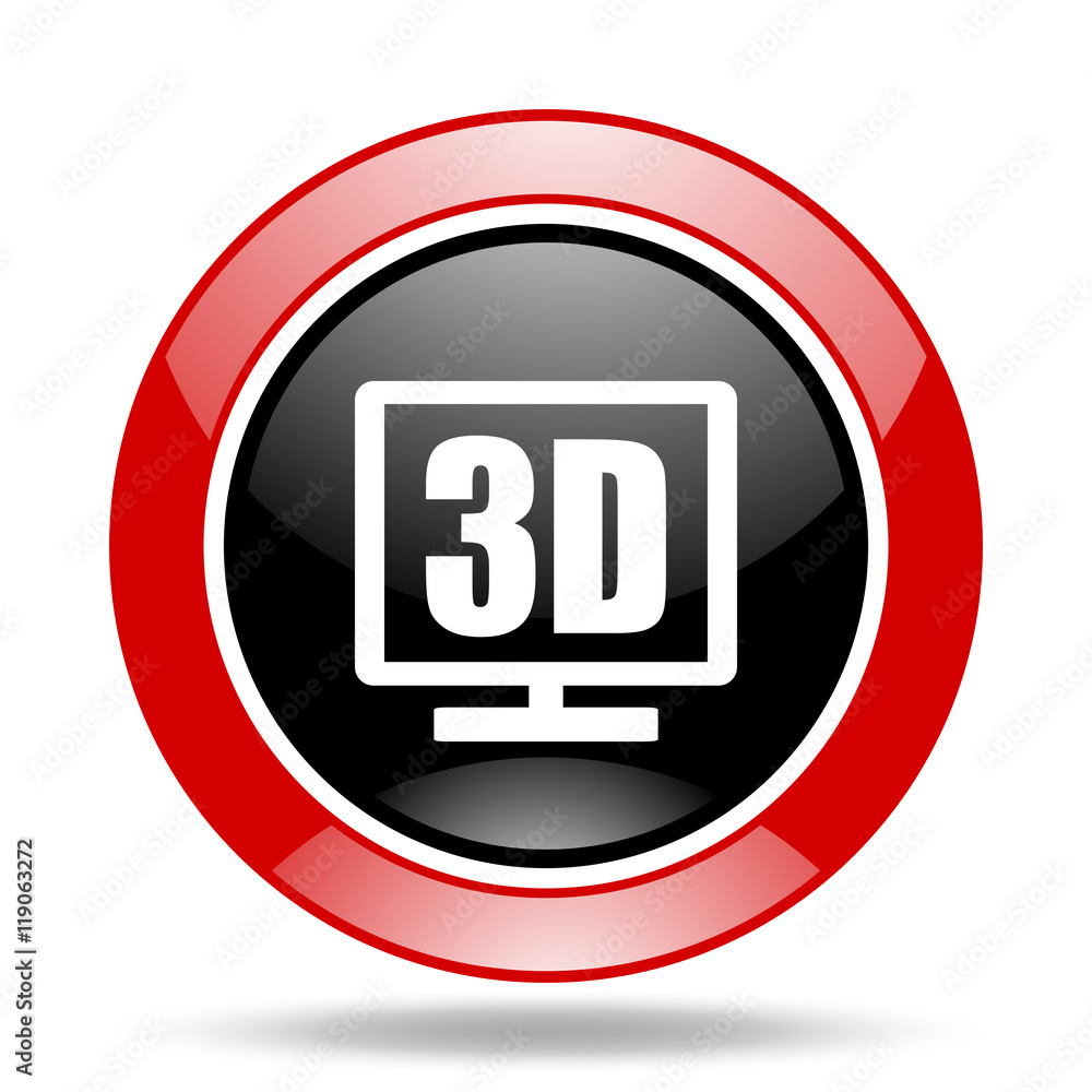 3d display red and black web glossy round icon 3d display red and black web glossy round icon