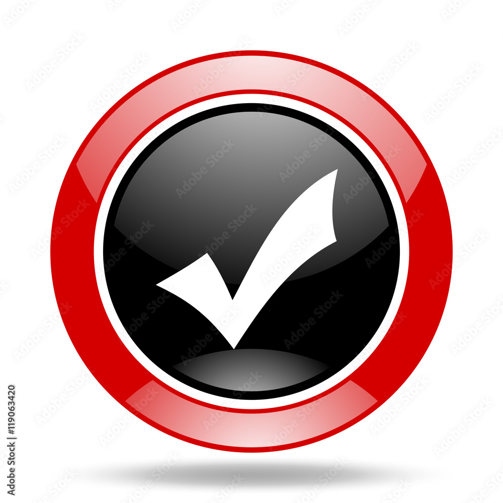 accept red and black web glossy round icon accept red and black web glossy round icon