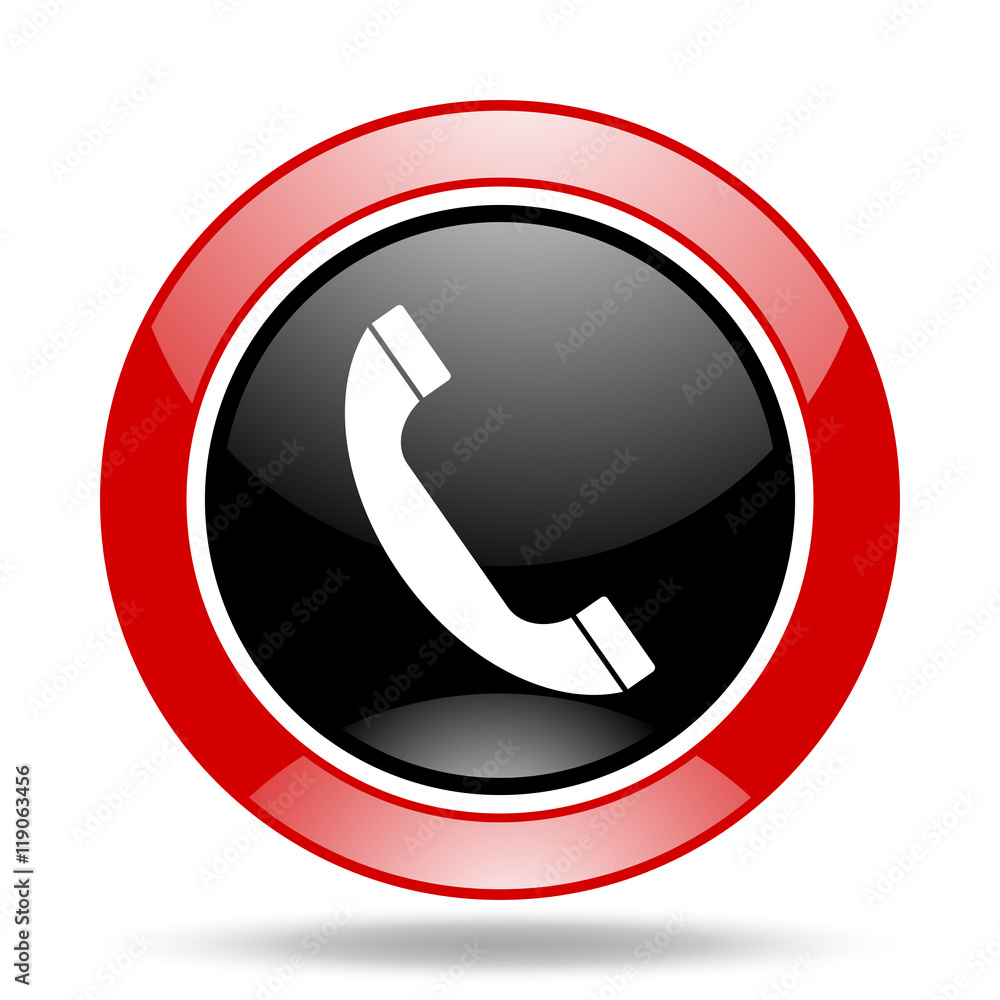 phone red and black web glossy round icon phone red and black web glossy round icon