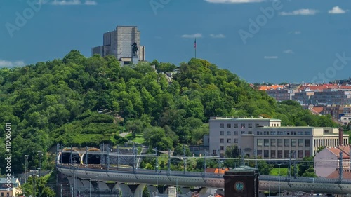 View from the height Powder Tower in Prague timelapse. Historical and cultural monument photo