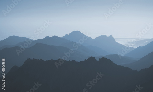 View of blue mountains abstract background. waves