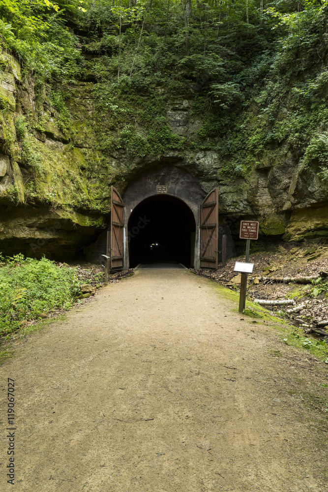 Bike Trail Tunnel / A bike trail passing through a former railroad tunnel. Bike Trail Tunnel / A bike trail passing through a former railroad tunnel.