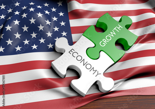 United States economy and financial market growth concept, 3D rendering