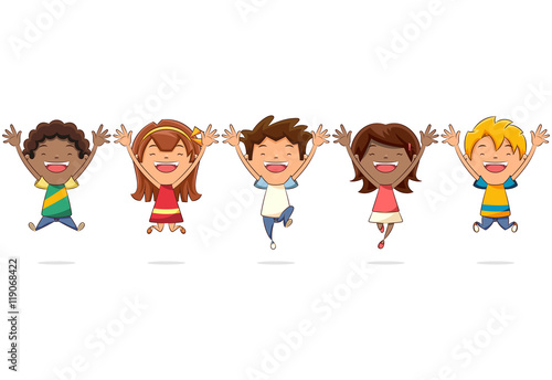 Cute kids jumping