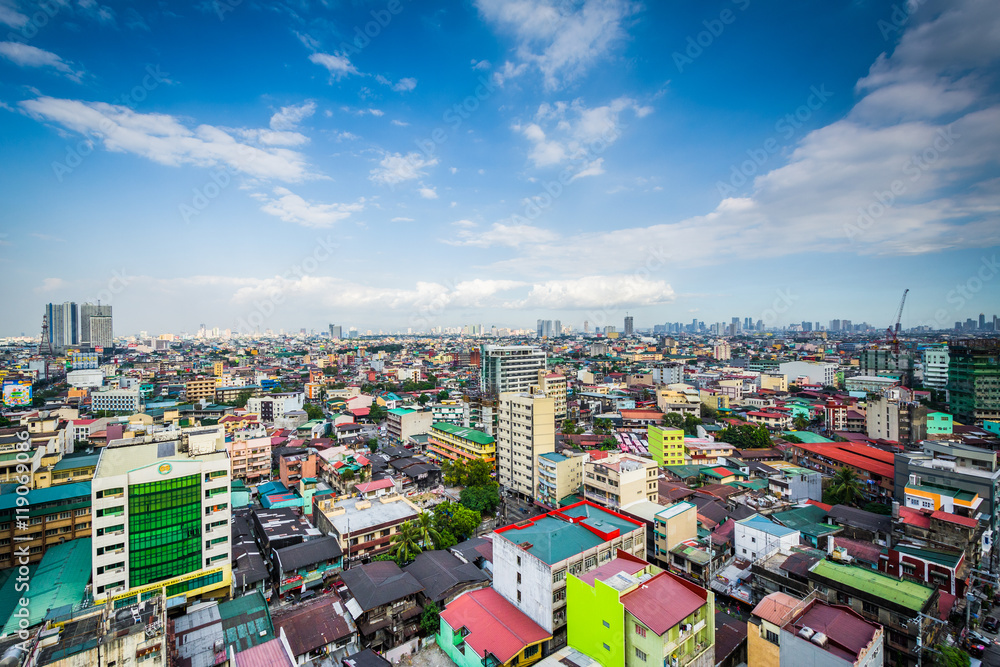 Obraz premium View of buildings in Sampaloc, in Manila, The Philippines.
