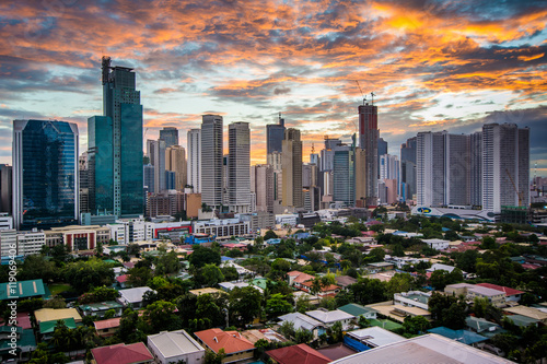 View of the skyline of Makati at sunset, in Metro Manila, The Ph photo